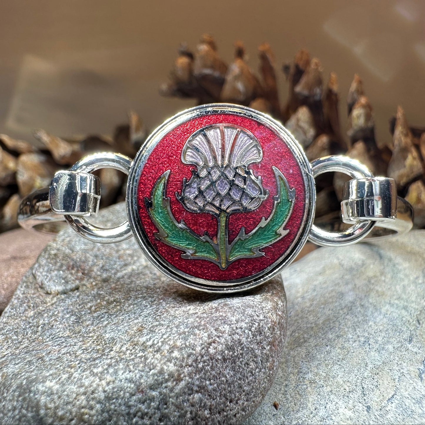 Enamel Scottish Thistle Bracelet for Women