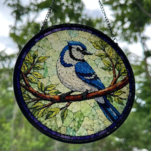 Load image into Gallery viewer, Summer Blue Jay Suncatcher
