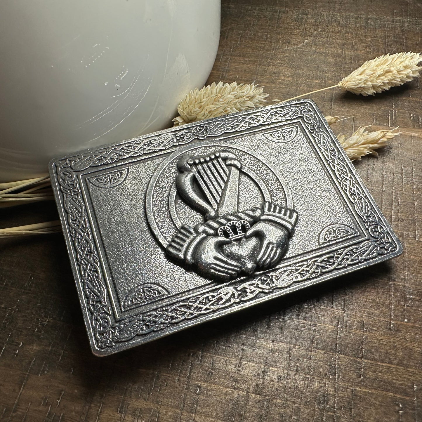 Irish Claddagh Harp Kilt Belt Buckle for Men