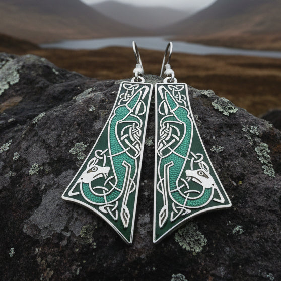 Dorcha Celtic Dragon Earrings