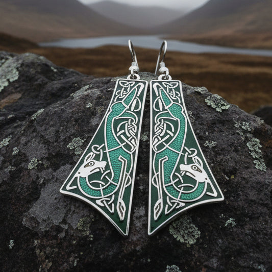 Dorcha Celtic Dragon Earrings