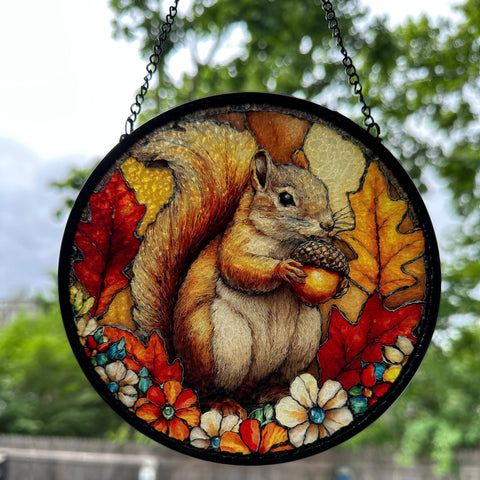 Load image into Gallery viewer, Autumn Squirrel Suncatcher
