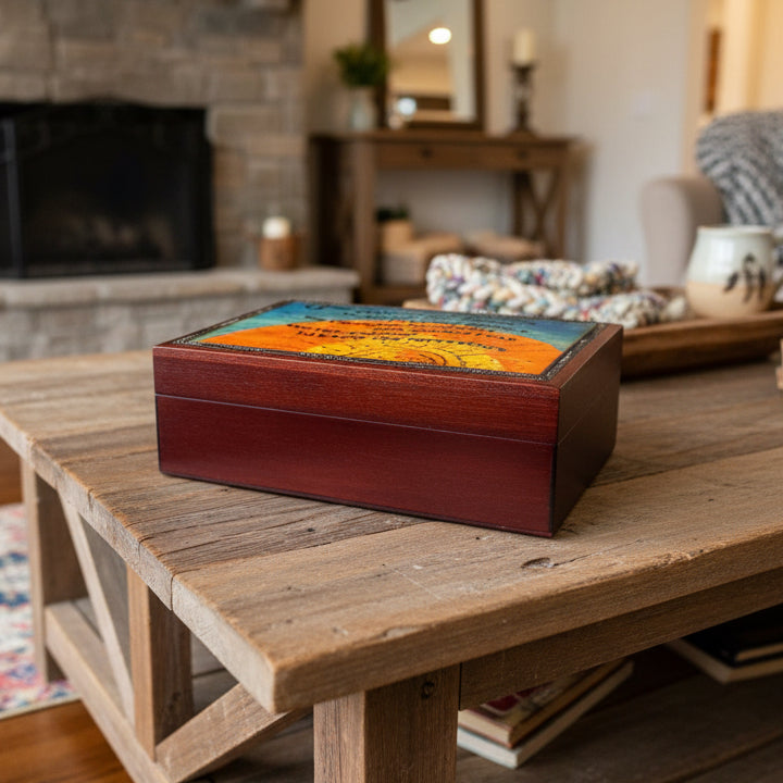 Serenity Prayer Sunrise Keepsake Box - Handmade Wooden Box