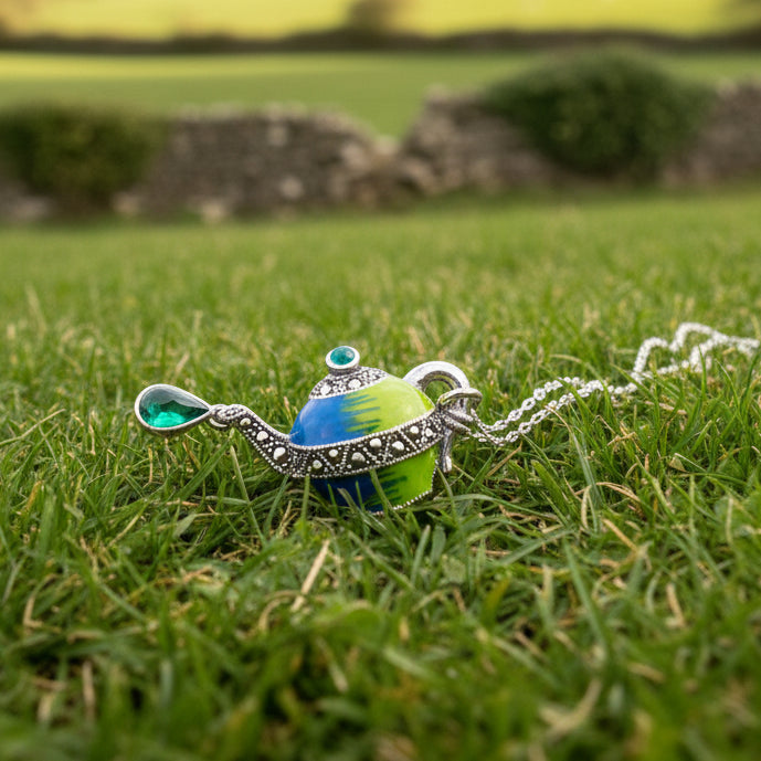 Spot of Tea Teapot Marcasite Necklace in Sterling Silver