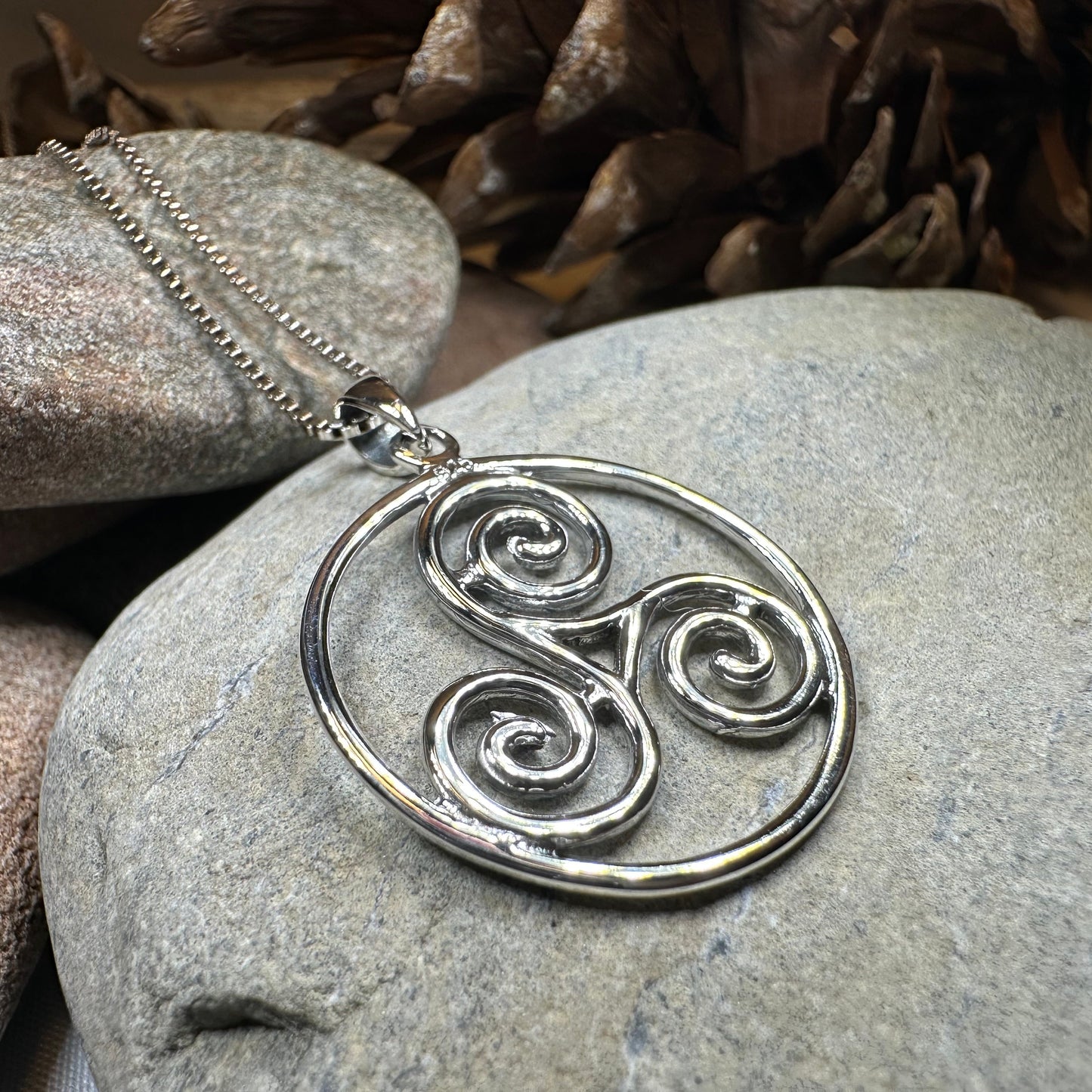 Ancient Celtic Spiral Necklace In Sterling Silver — view 6