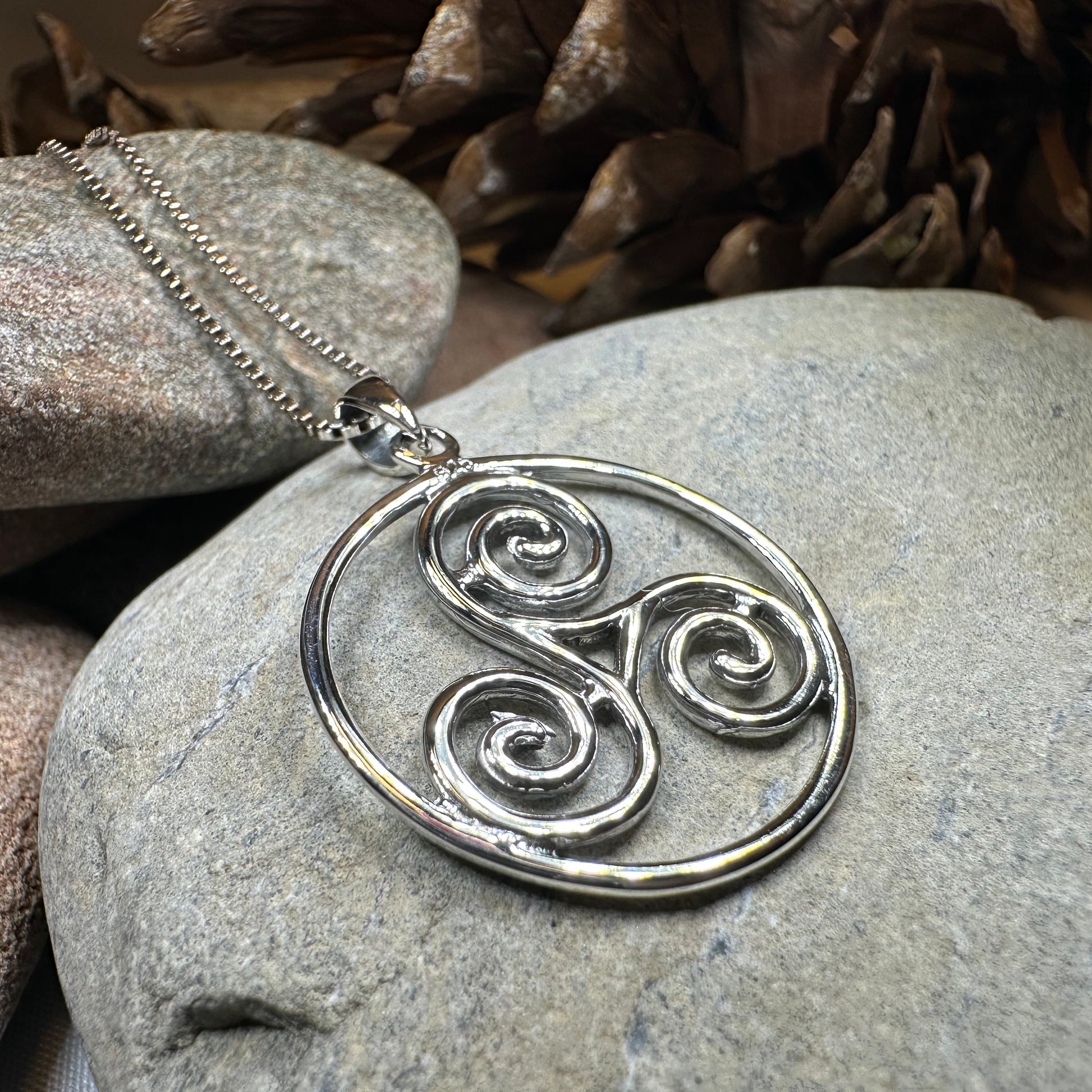 Ancient Celtic Spiral Necklace In Sterling Silver — view 6
