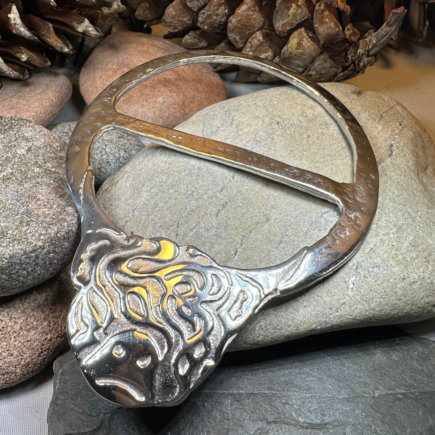 Scruffy Highland Cow Scarf Ring - Handmade in Scotland