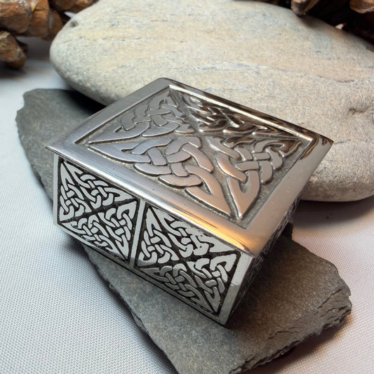 Small Celtic Four Knot Trinket Box - Handmade in Pewter