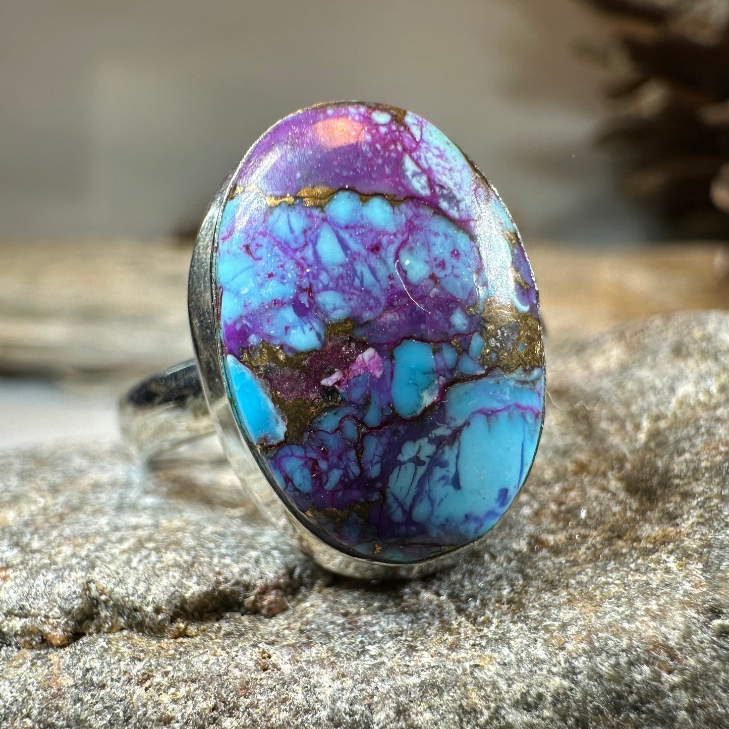 Purple Dahlia Turquoise Ring in Sterling Silver