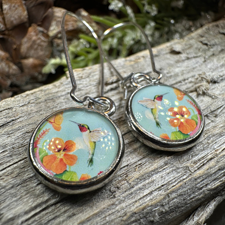 Busy Hummingbird Art Earrings
