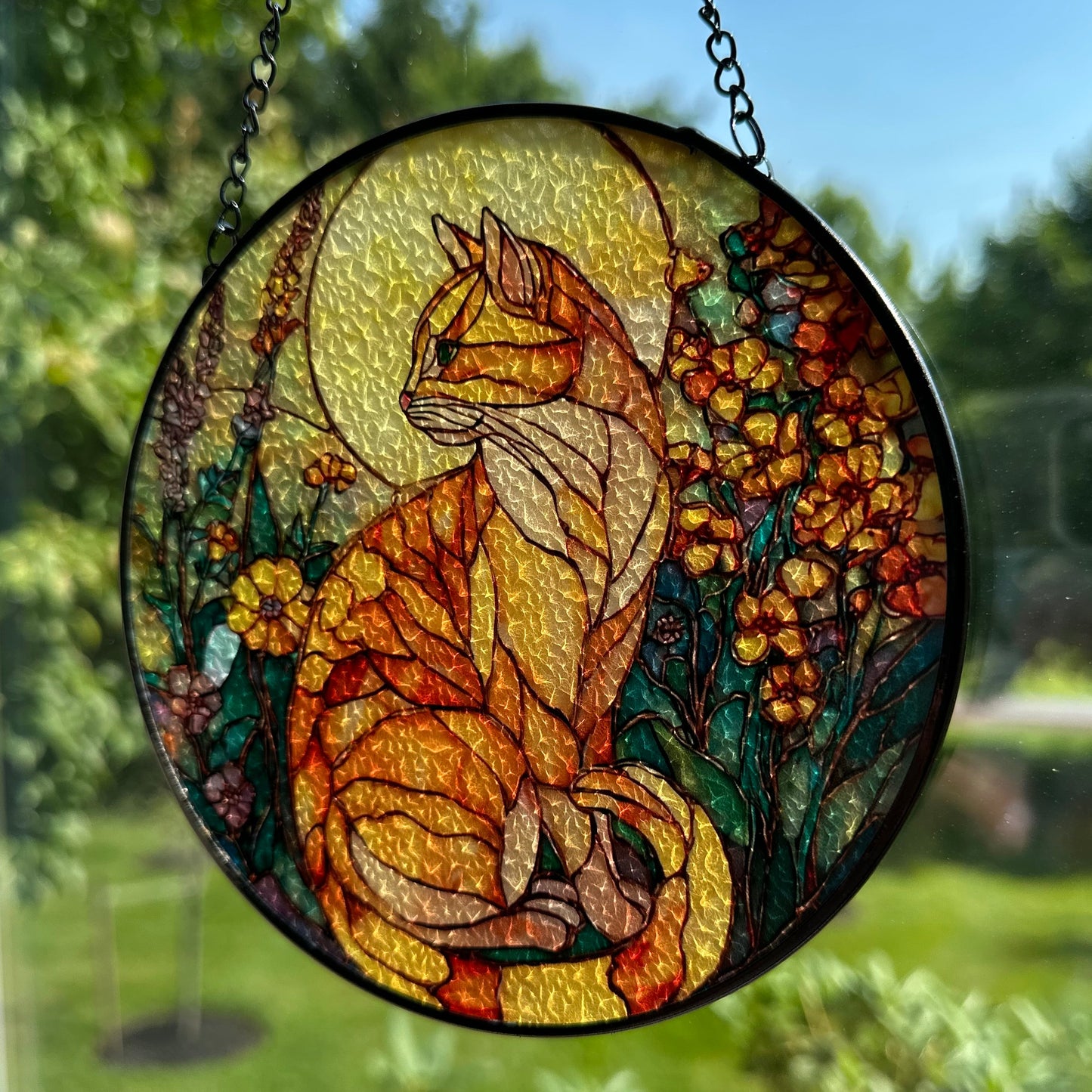 Yellow Moon Cat Suncatcher