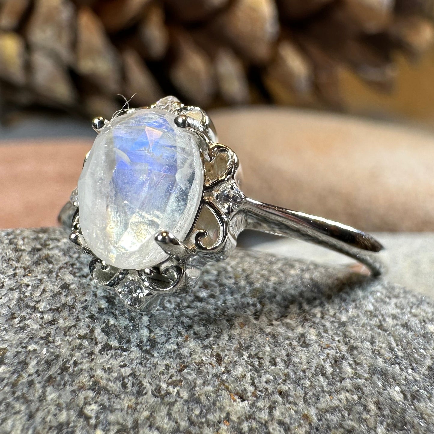 Allora Moonstone Ring in Sterling Silver