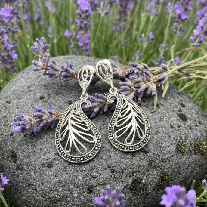 Elegant Celtic Paisley Earrings in Sterling Silver