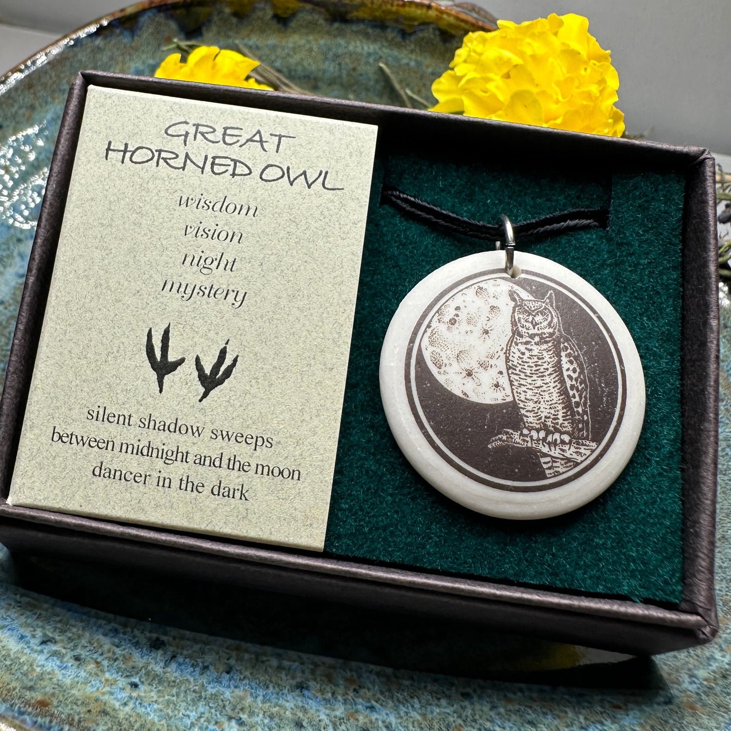Artisan Great Horned Owl Necklace - Handmade in the U.S.A.