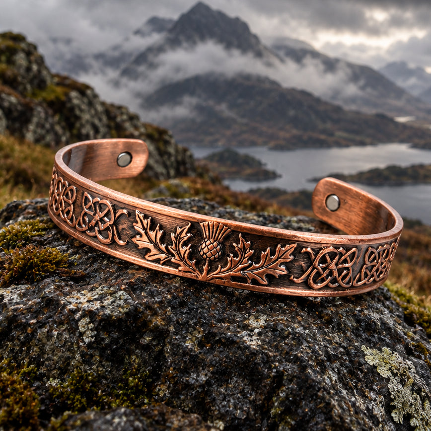 Highland Scottish Thistle Copper Cuff Bracelet