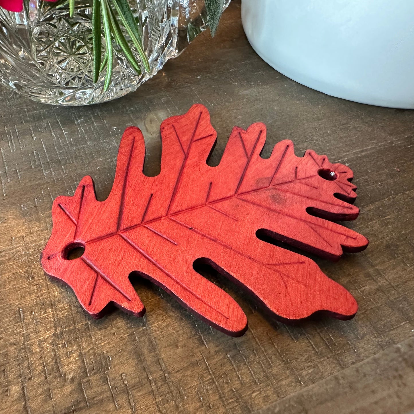 Large Oak Leaf Leather Hair Slide for Women