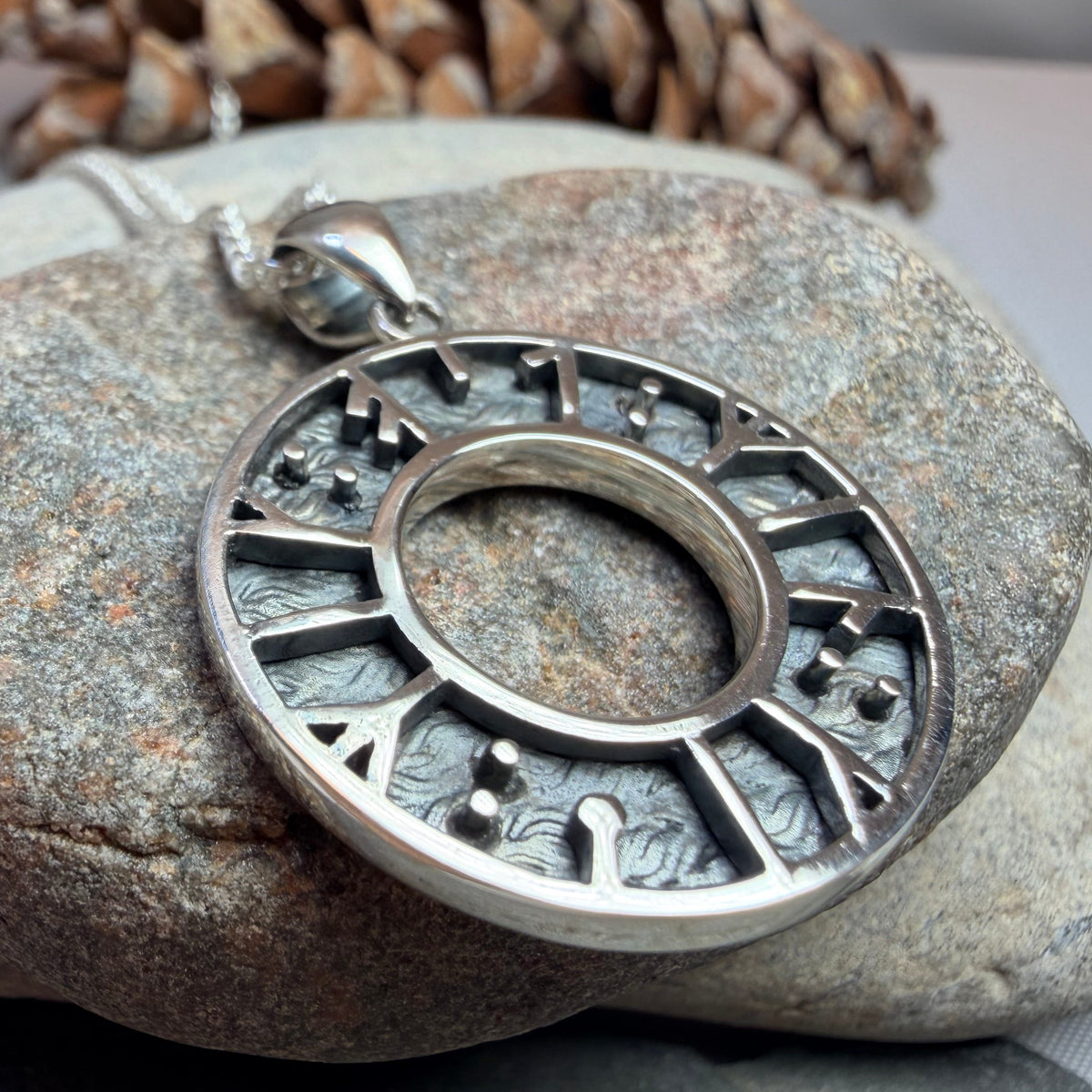 "My Love, Kiss Me" Norse Runes Necklace in Sterling Silver