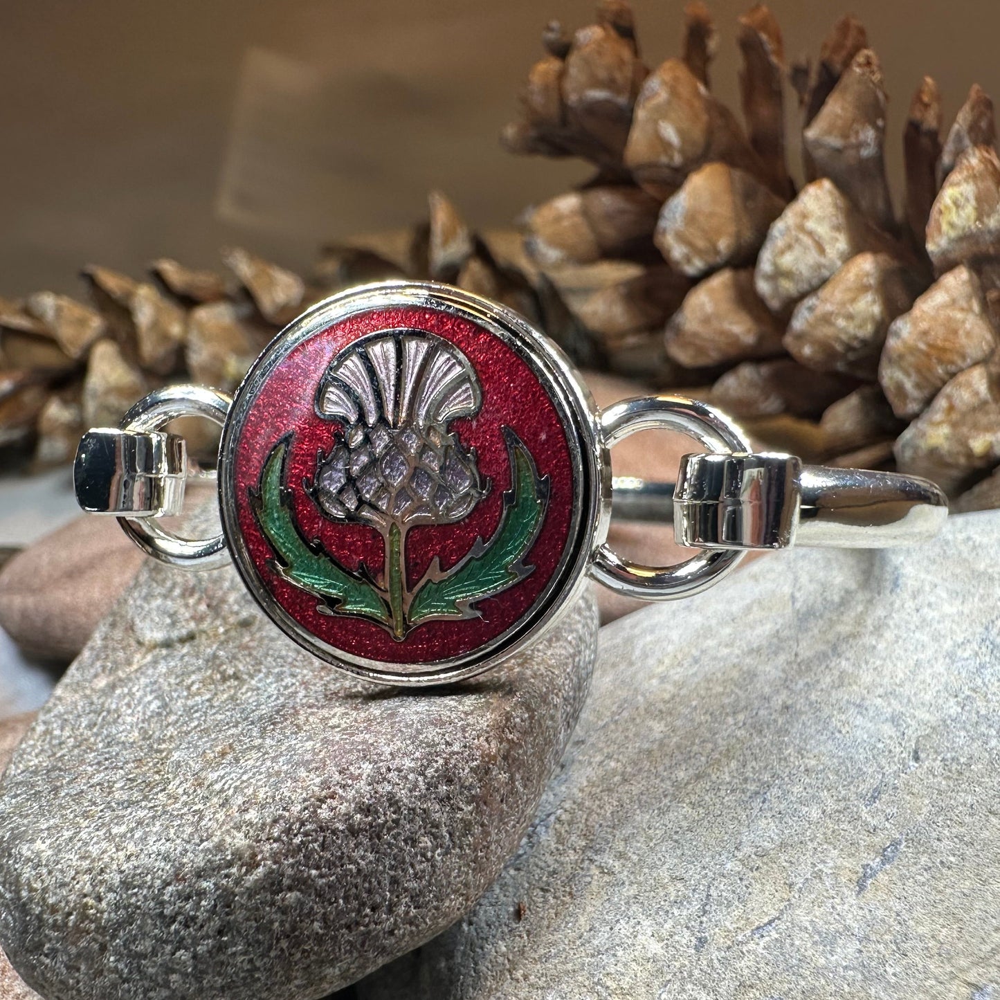 Enamel Scottish Thistle Bracelet for Women