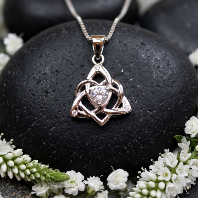 Trinity Love Knot Necklace in Sterling Silver