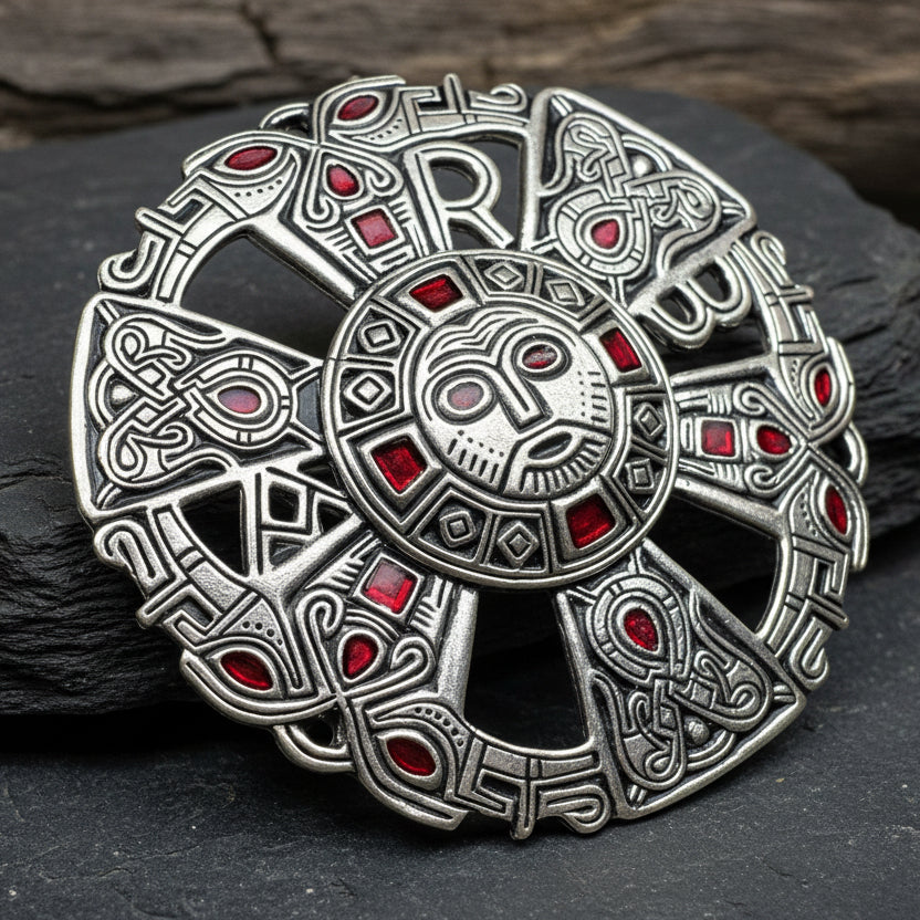 Large Frankish Limons Medieval Brooch - Sterling Silver Historical Reproduction Pin