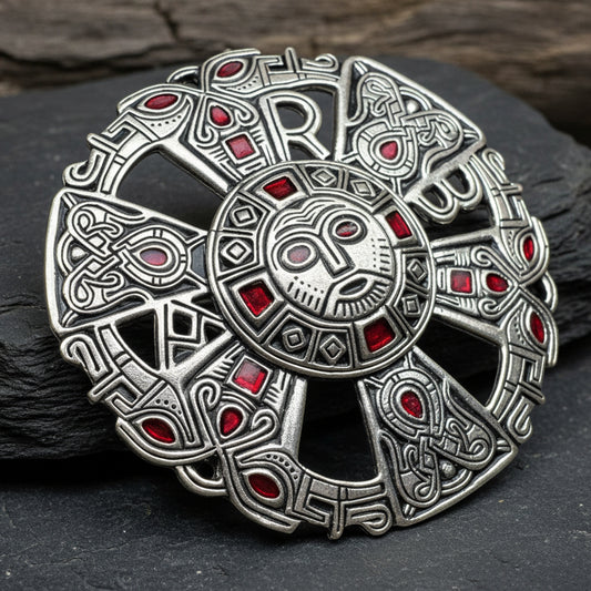 Large Frankish Limons Medieval Brooch - Sterling Silver Historical Reproduction Pin