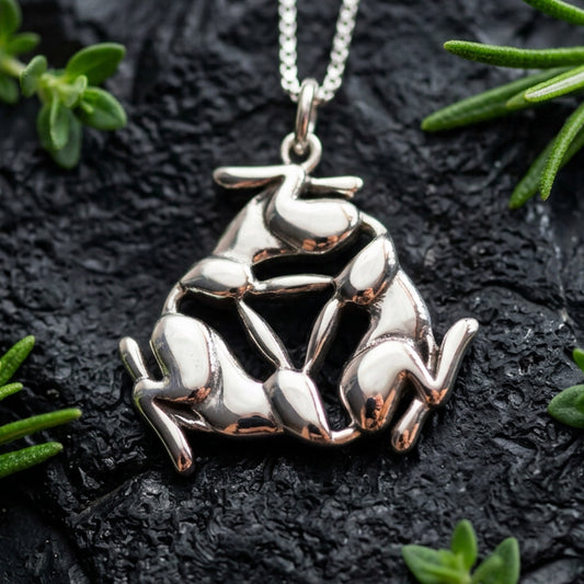Celtic Triple Hare Necklace in Sterling Silver