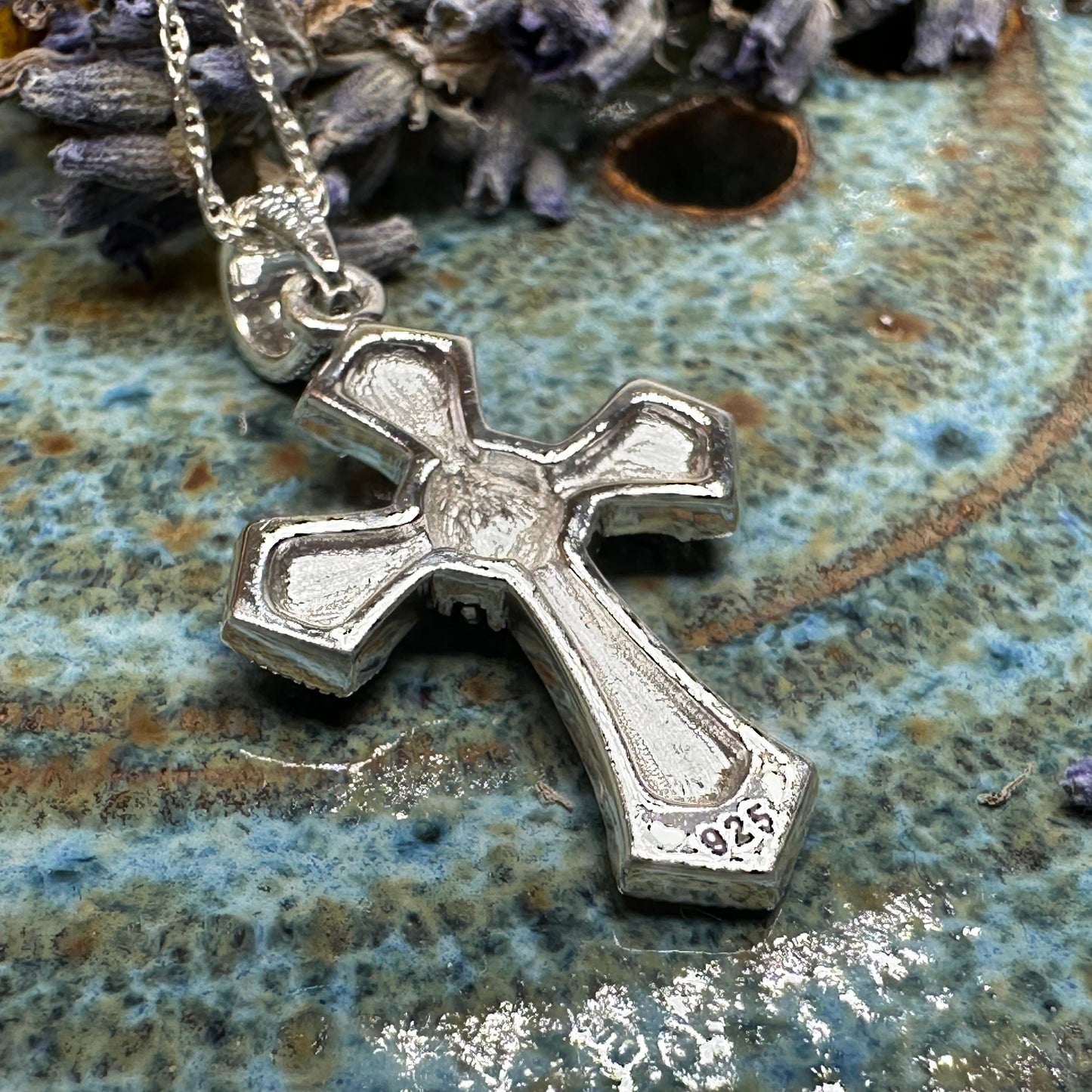 Lovely Marcasite Cross Necklace in Sterling Silver