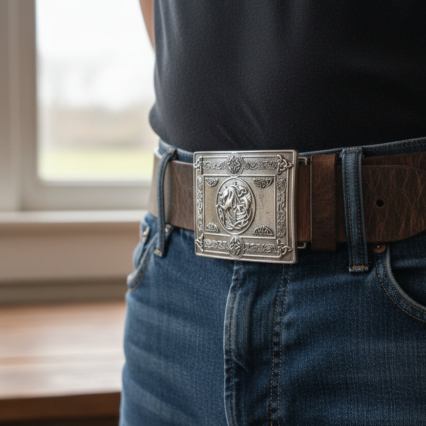 Kelpie Celtic Kilt Belt Buckle - Handmade in Scotland