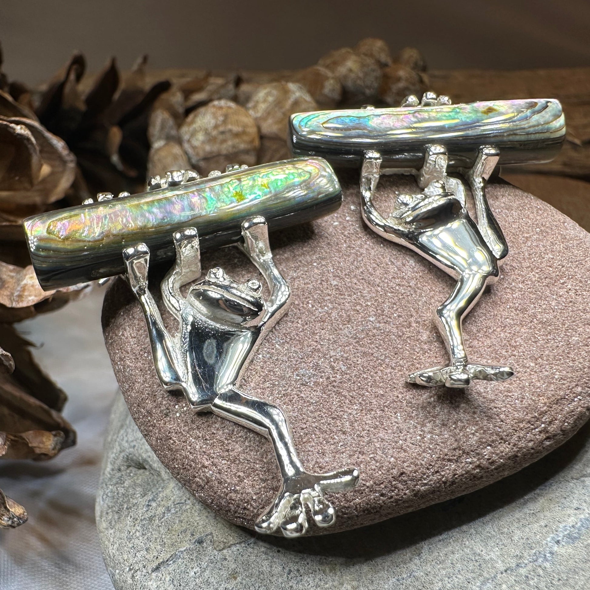 Abalone Frog Earrings — view 5