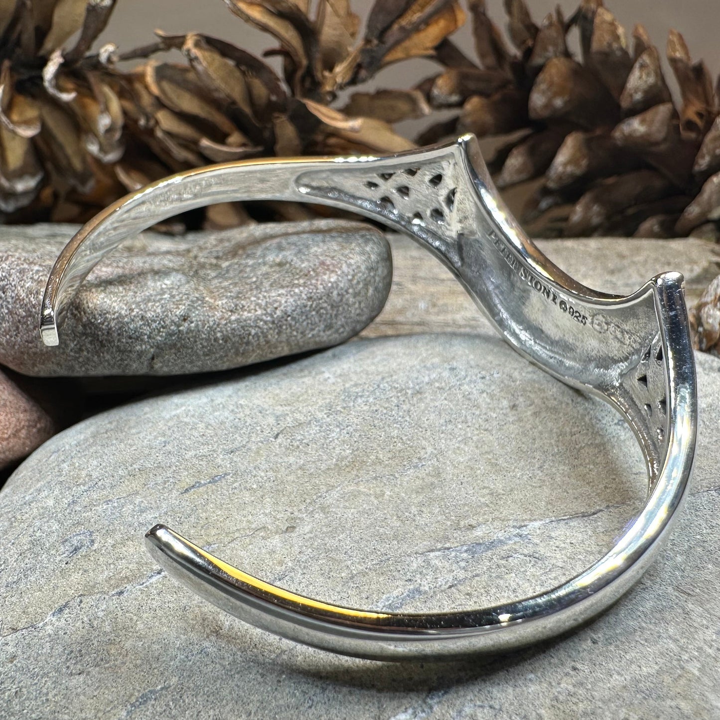 Lucina Celtic Moon Cuff Bracelet in Sterling Silver — view 6