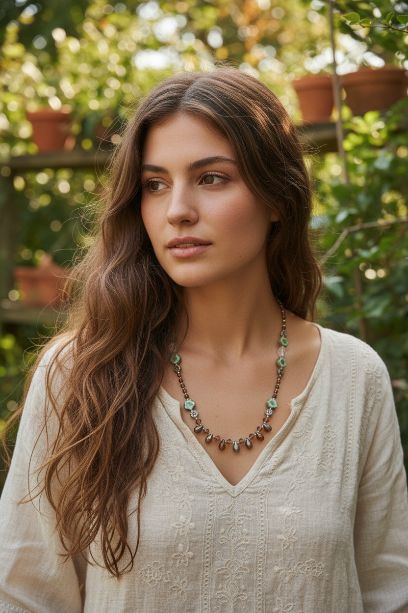 Golden Lotus Crystal Necklace — view 7