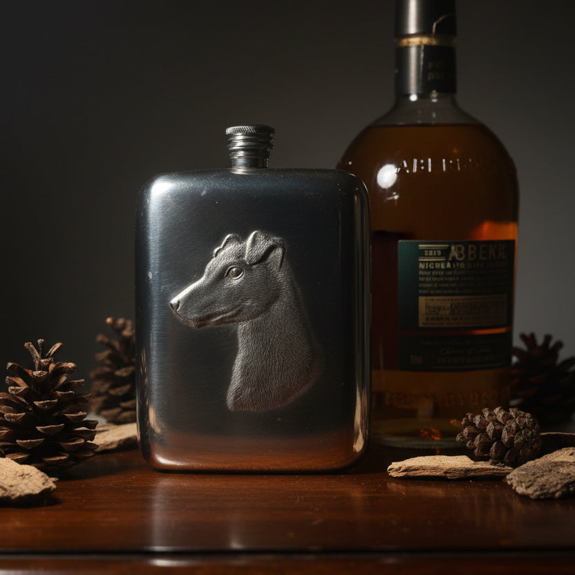 Faithful Friend Jack Russell Pewter Hip Flask - Handmade in England