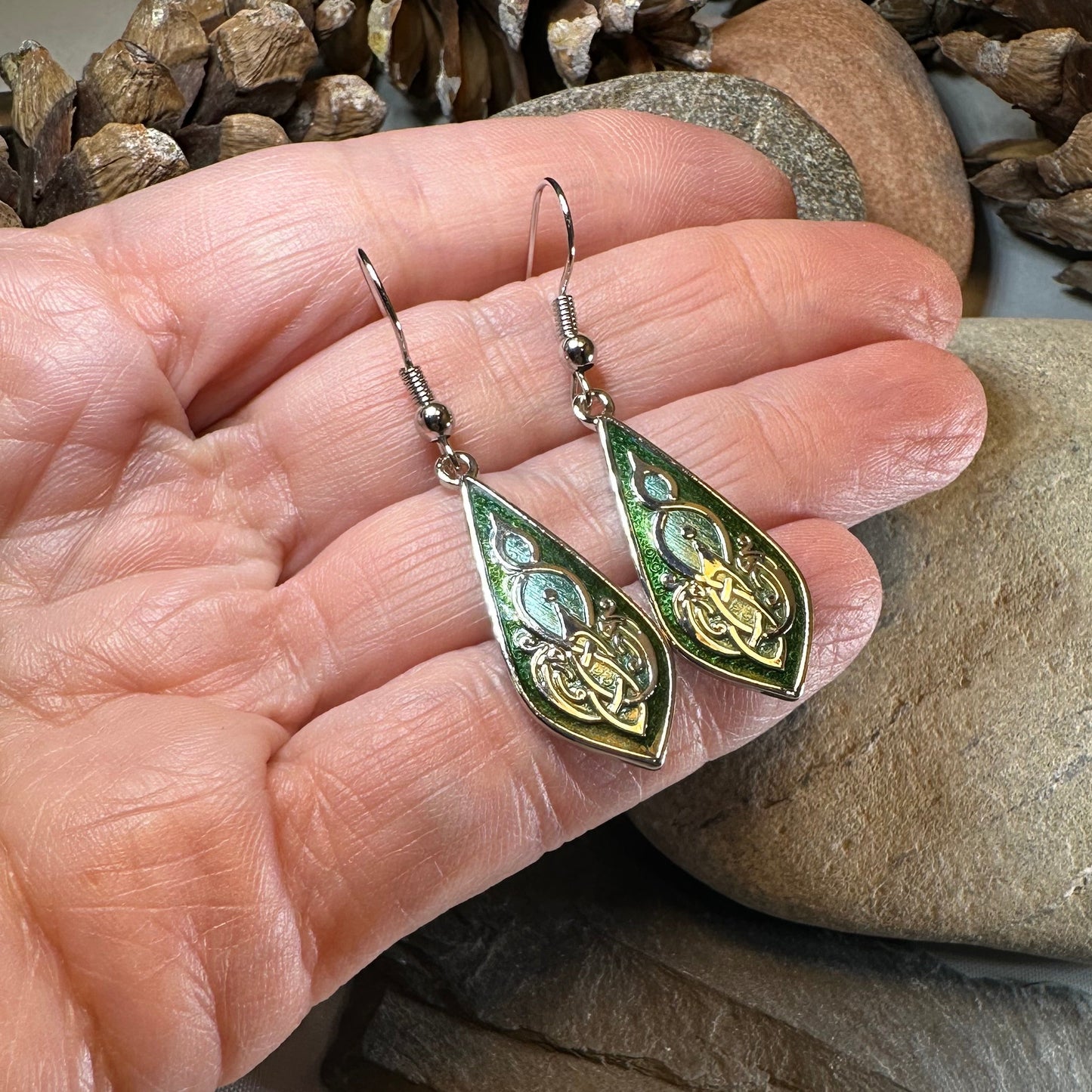Aura Enamel Celtic Teardrop Earrings