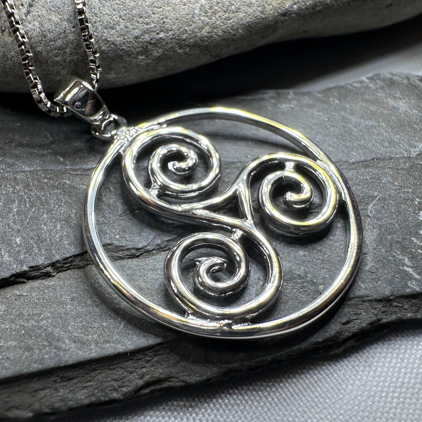 Ancient Celtic Spiral Necklace In Sterling Silver — view 9
