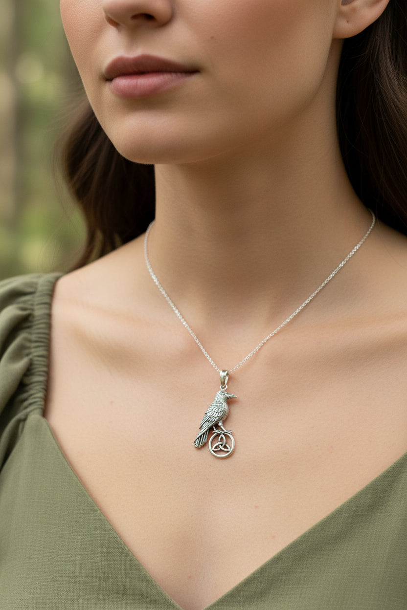 Celtic Guardian Raven Necklace