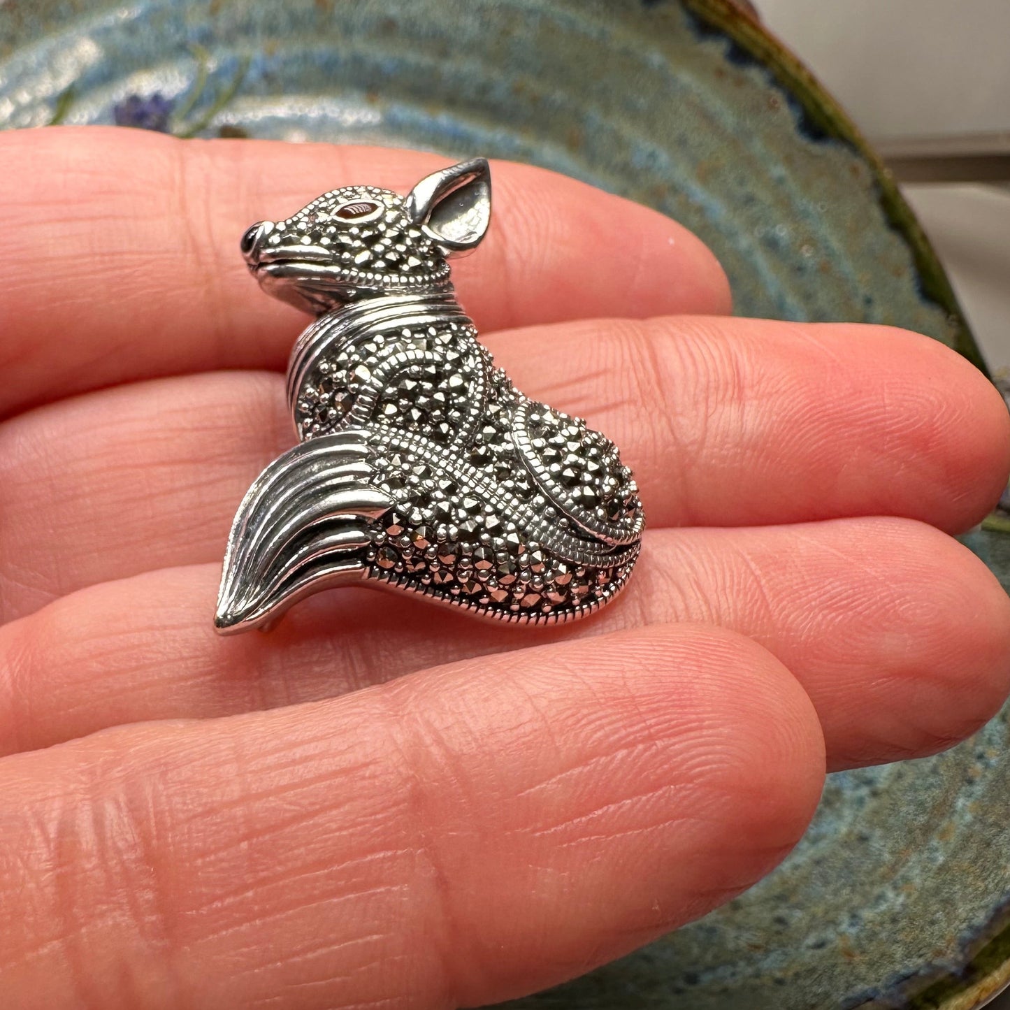 Reynard Marcasite Fox Necklace in Sterling Silver