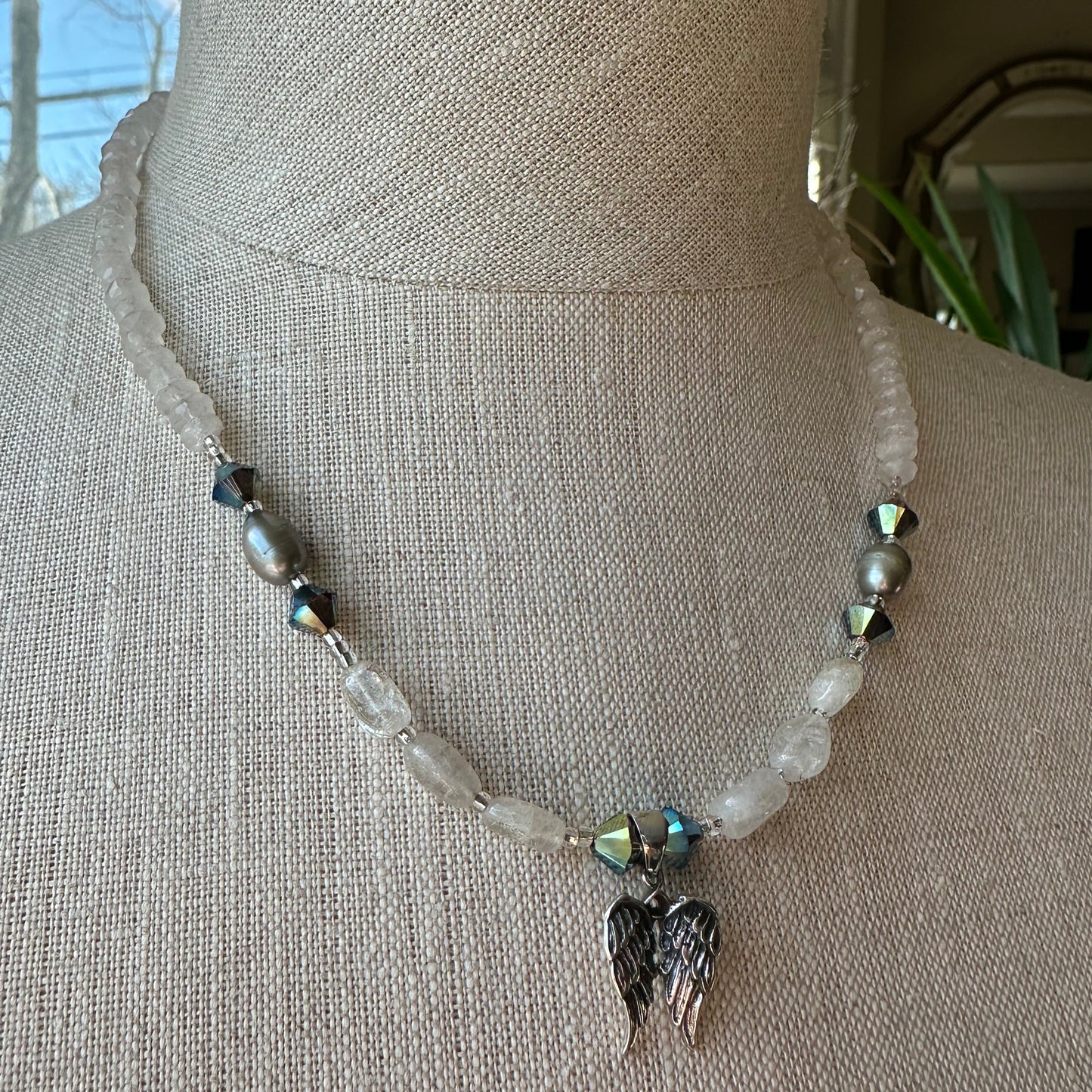 Moonstone Angel Necklace — view 2