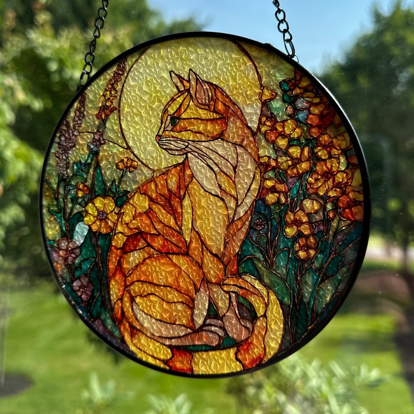 Yellow Moon Cat Suncatcher