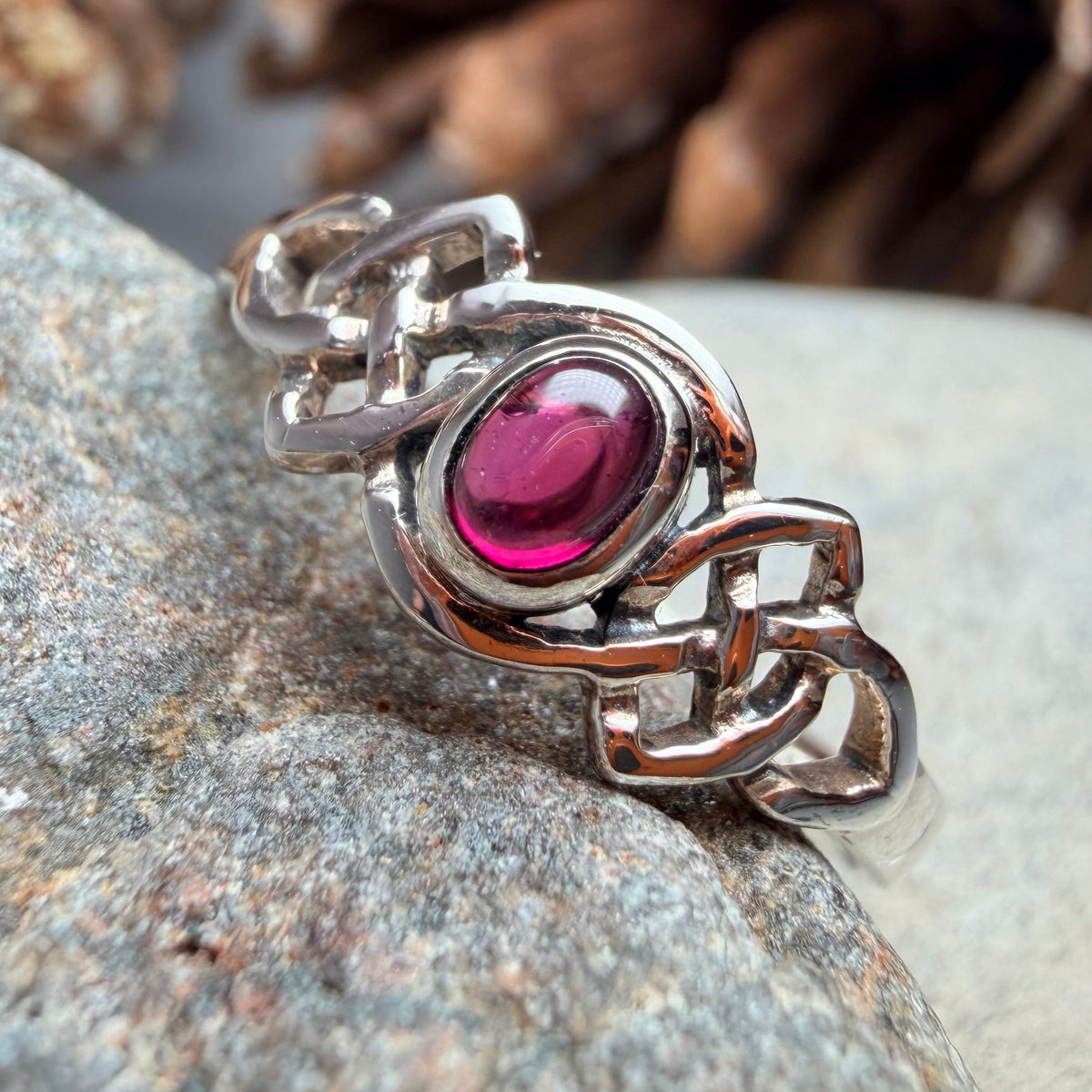 Dahlia Celtic Knot Garnet Ring for Women