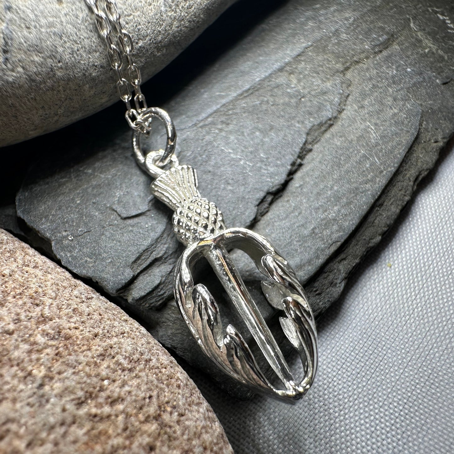 Gael Scottish Thistle Necklace in Sterling Silver