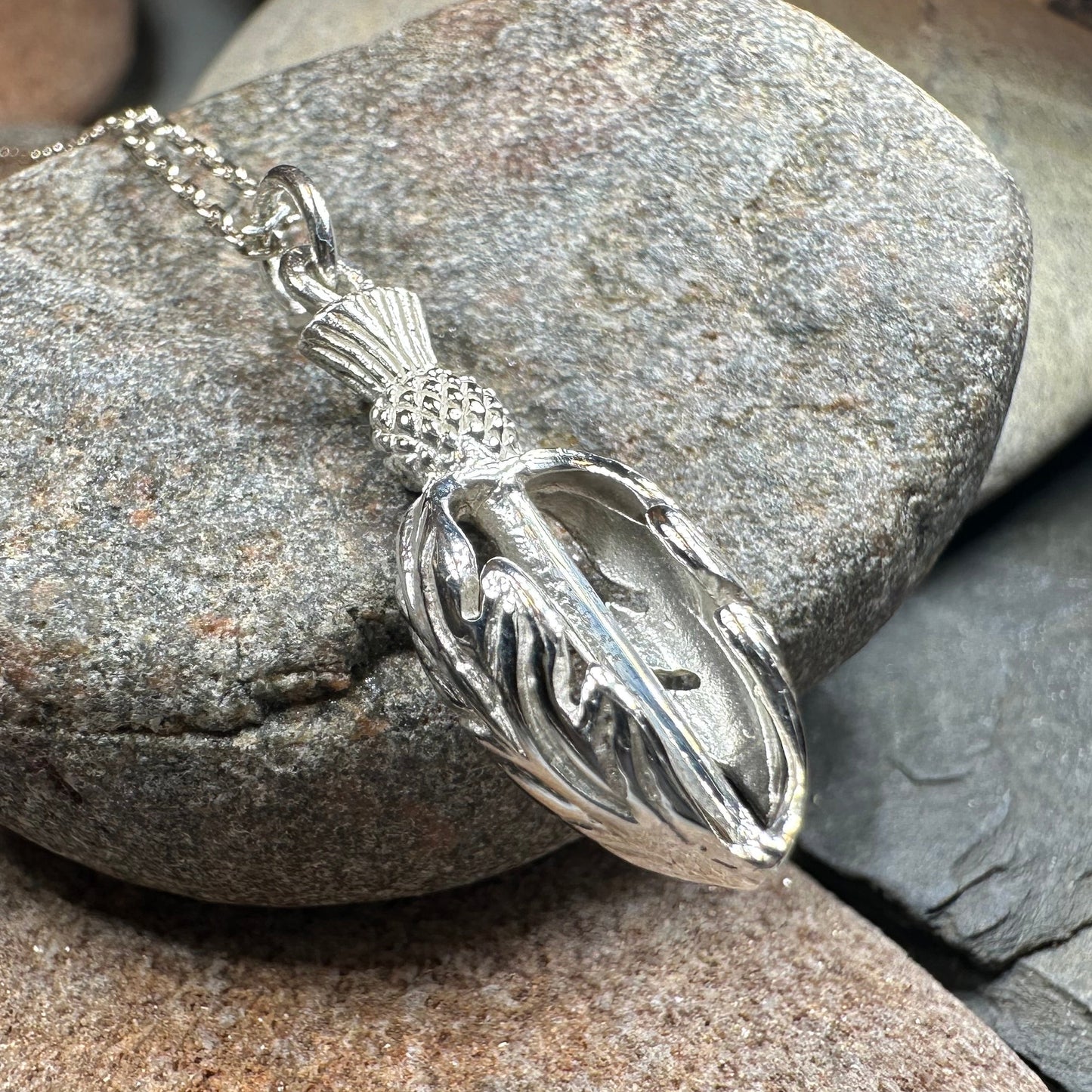 Gael Scottish Thistle Necklace in Sterling Silver