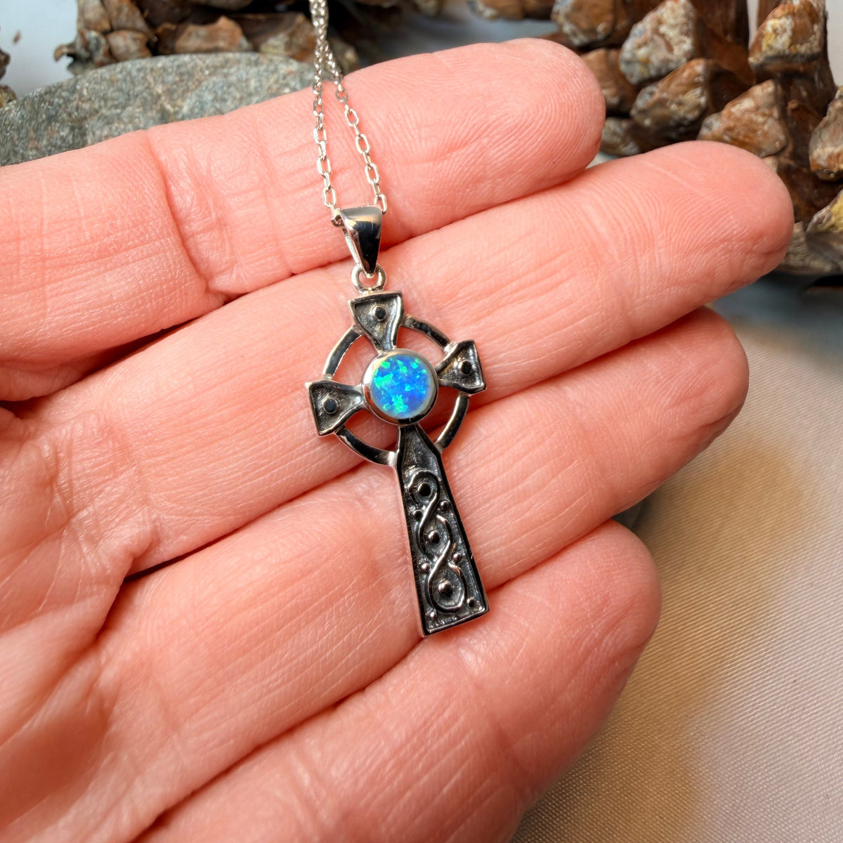 Tinturn Celtic Cross Necklace in Sterling Silver