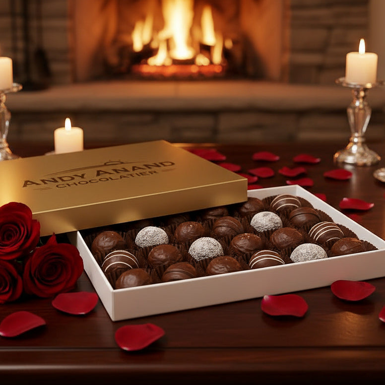 Andy Anand Rum, Irish Cream & Kahlua Belgian Chocolate Truffles (24 pc) | Liqueur-Inspired Gift Box