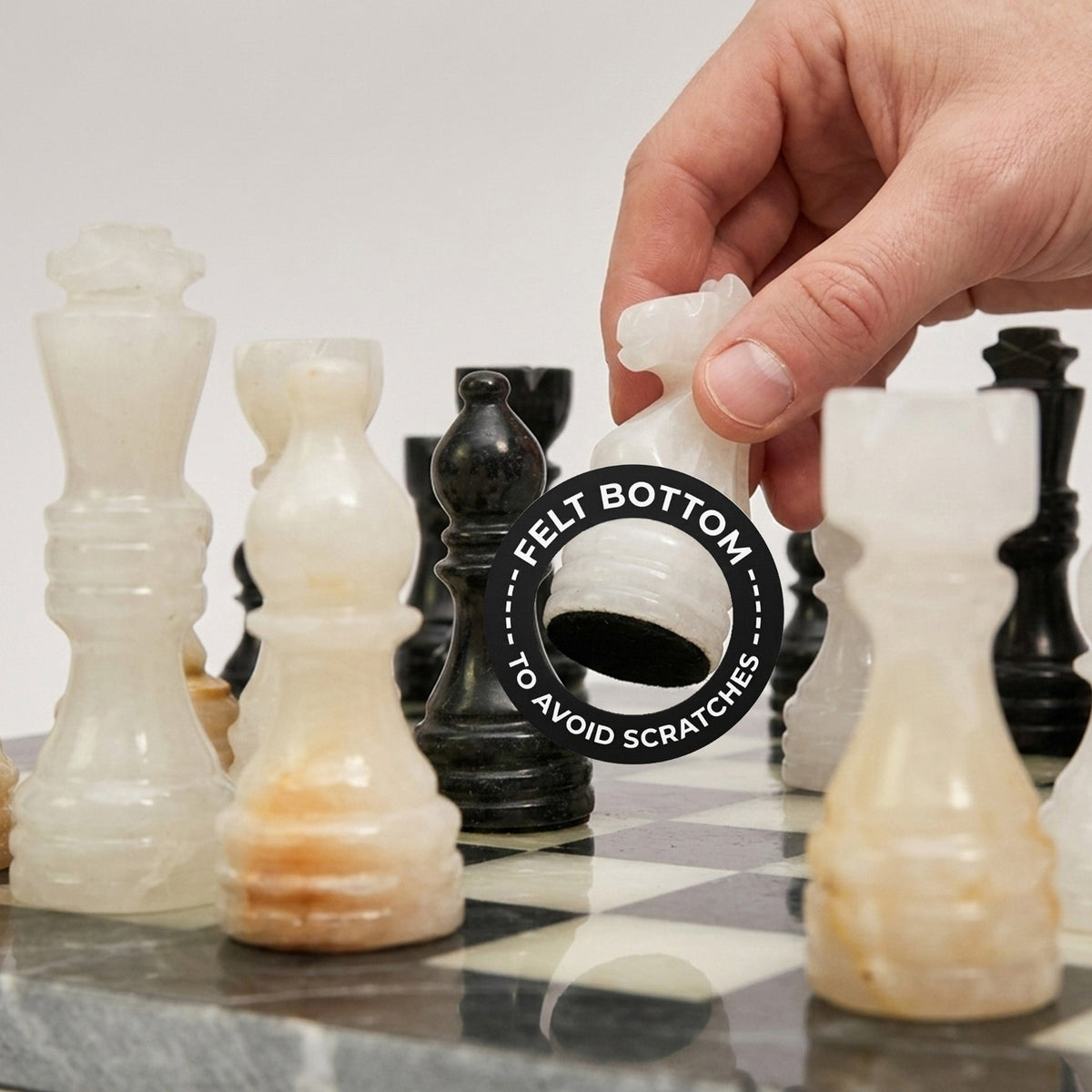 Luxury Black Onyx Chess Set 12 Inches - Premium Quality