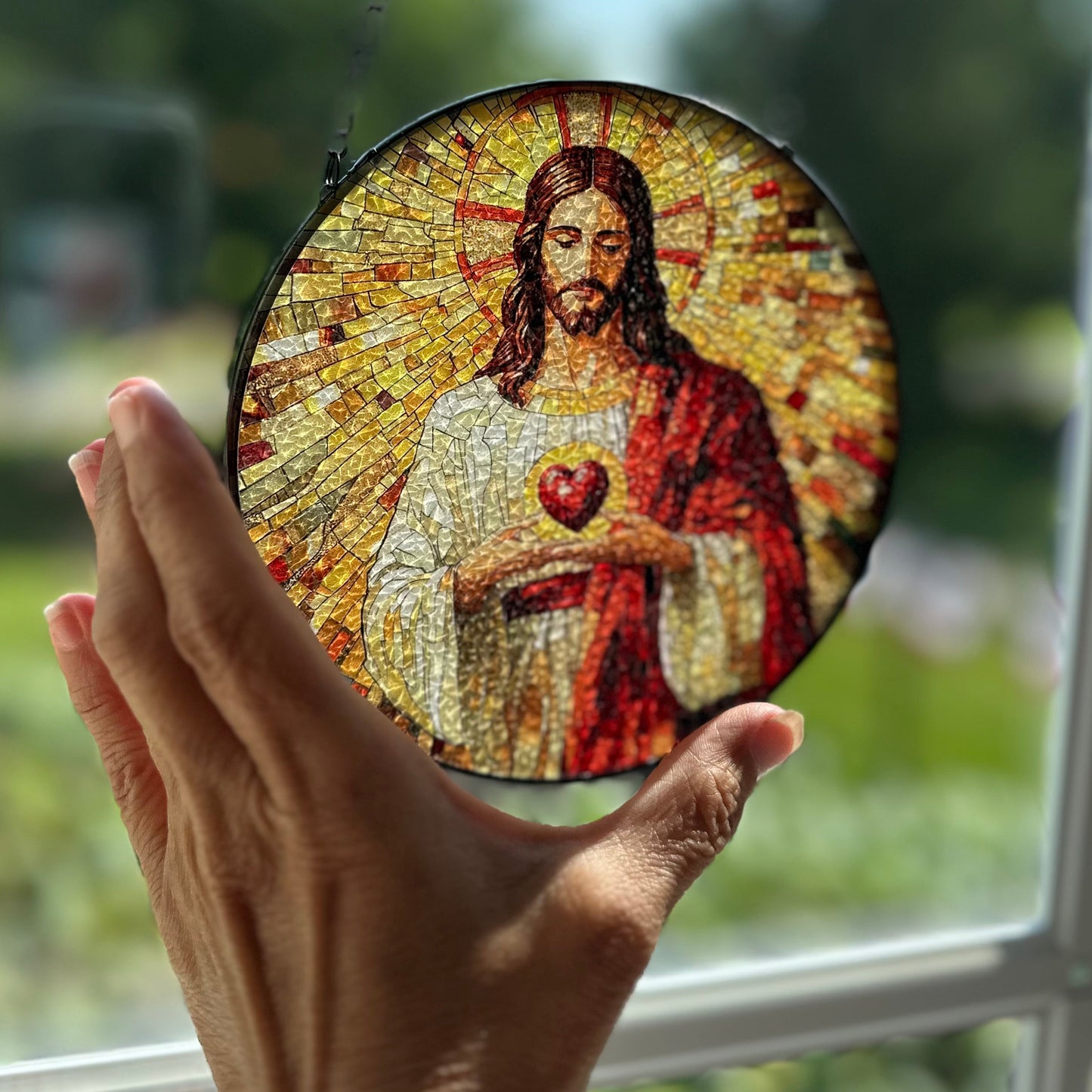 Sacred Heart Jesus Suncatcher