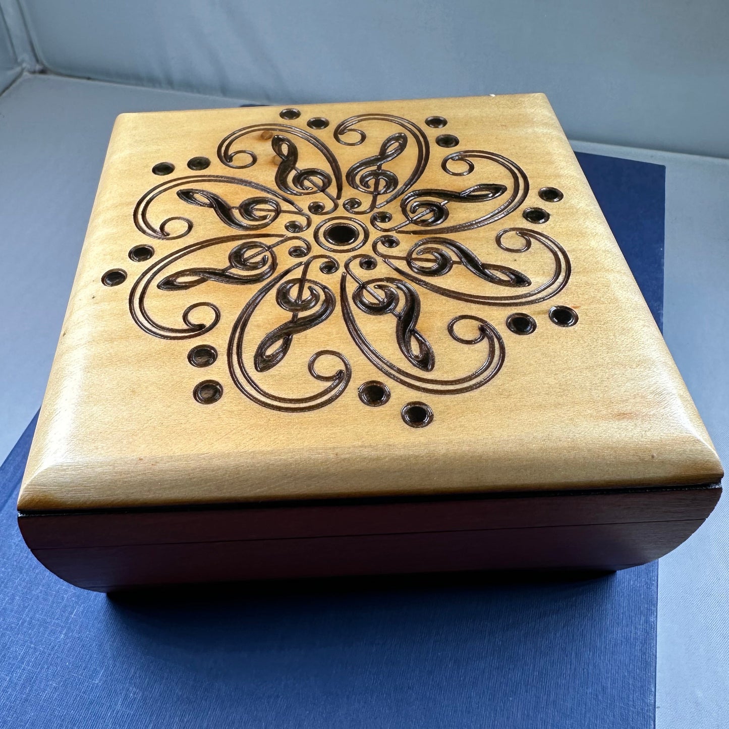 Treble Clef Music Note Keepsake Box - Handmade Wooden Box