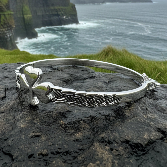 Irish Shamrock Bangle Bracelet