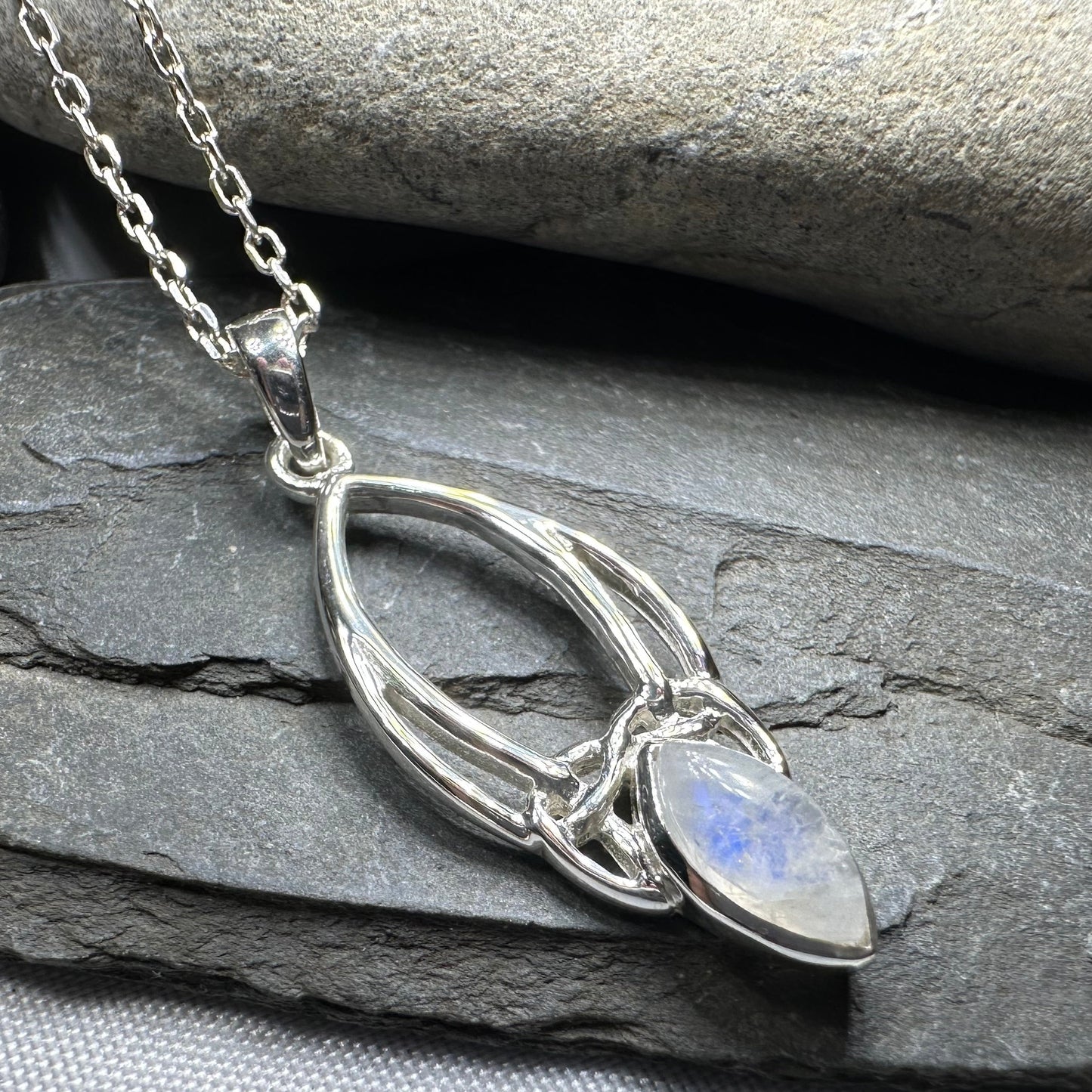 Elegant Moonstone Celtic Trinity Knot Necklace — view 8