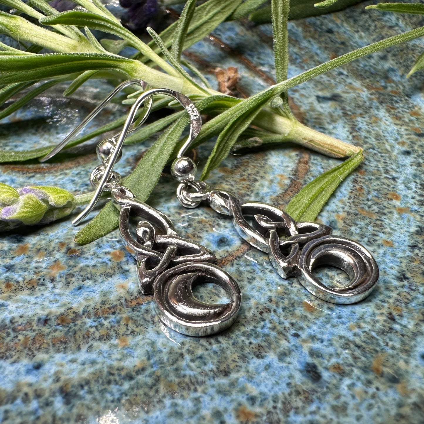 Cassiopeia Celtic Moon Earrings in Sterling Silver