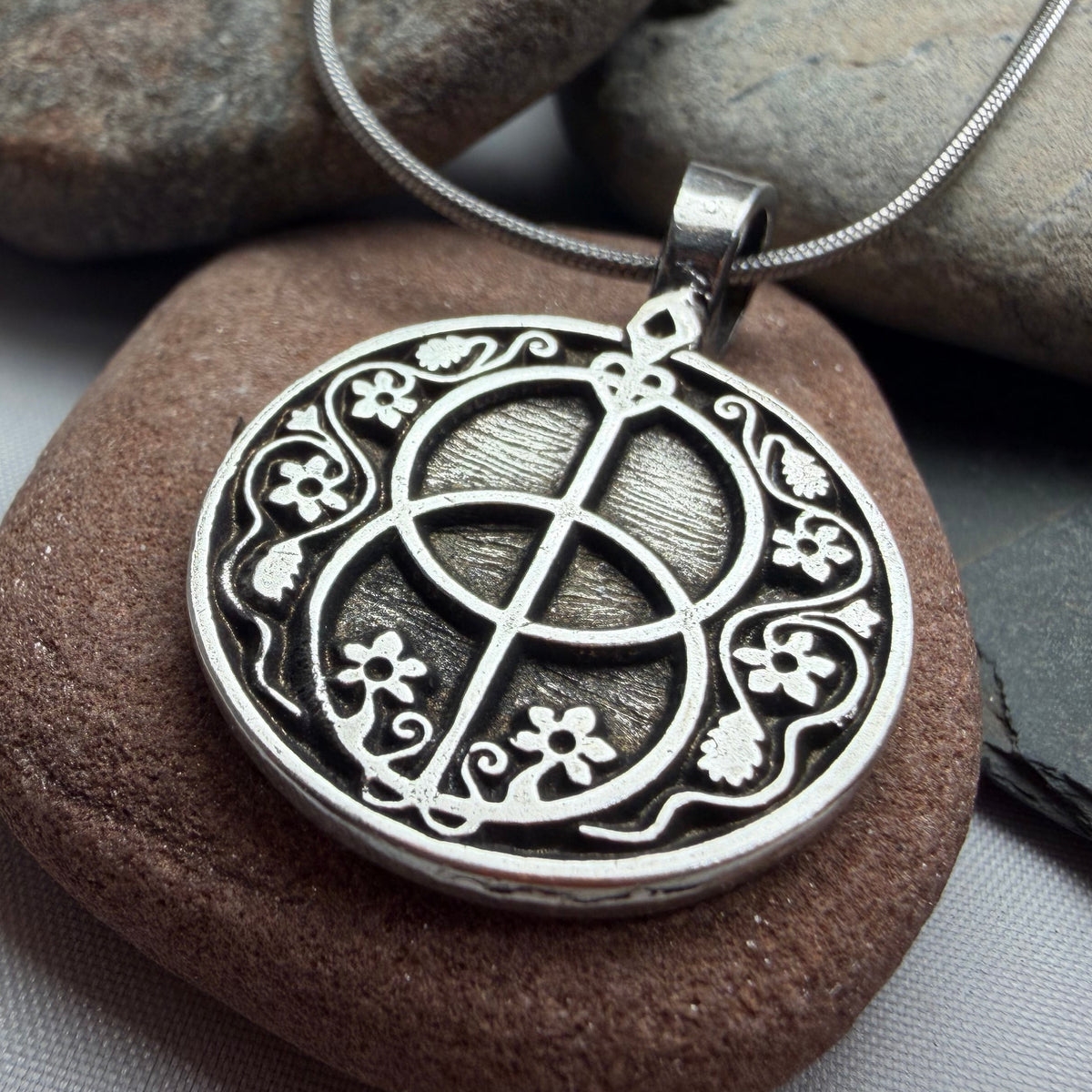 Pewter Interconnected Chalice Well Necklace - Handmade in the U.S.A.